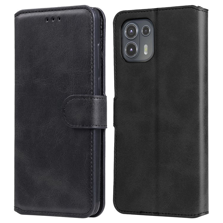 Anti Drop Shock-Resistant Full Protection PU Leather Wallet Stand Phone Cover Case for Motorola Edge 20 Lite - Black