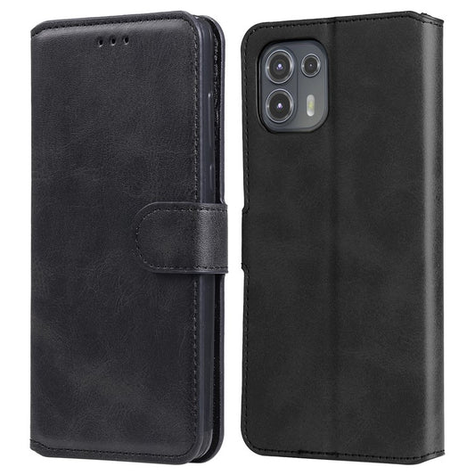 Anti Drop Shock-Resistant Full Protection PU Leather Wallet Stand Phone Cover Case for Motorola Edge 20 Lite - Black
