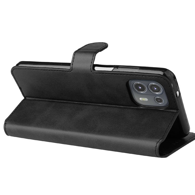 Anti Drop Shock-Resistant Full Protection PU Leather Wallet Stand Phone Cover Case for Motorola Edge 20 Lite - Black