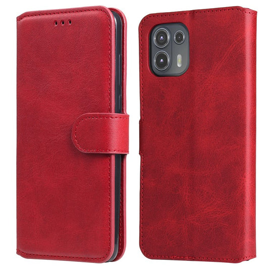 Anti Drop Shock-Resistant Full Protection PU Leather Wallet Stand Phone Cover Case for Motorola Edge 20 Lite - Red