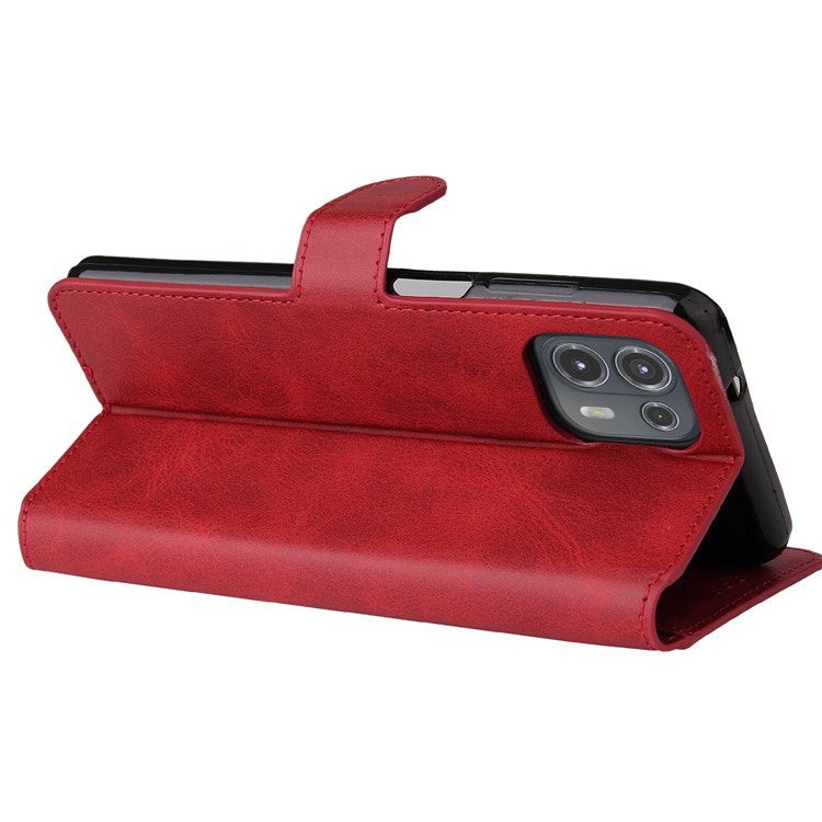 Anti Drop Shock-Resistant Full Protection PU Leather Wallet Stand Phone Cover Case for Motorola Edge 20 Lite - Red