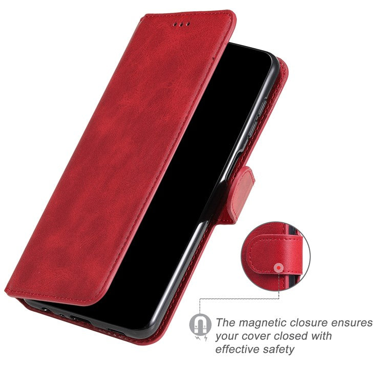 Anti Drop Shock-Resistant Full Protection PU Leather Wallet Stand Phone Cover Case for Motorola Edge 20 Lite - Red