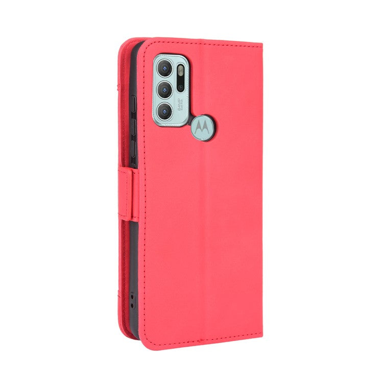 Anti-Drop Full Body Protection Multiple Card Slots PU Leather Phone Case Wallet Cover with Stand for Motorola Moto G60S - Red