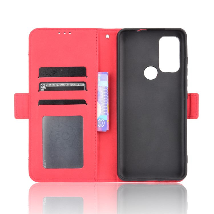Anti-Drop Full Body Protection Multiple Card Slots PU Leather Phone Case Wallet Cover with Stand for Motorola Moto G60S - Red