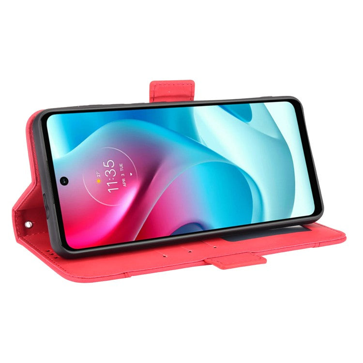 Anti-Drop Full Body Protection Multiple Card Slots PU Leather Phone Case Wallet Cover with Stand for Motorola Moto G60S - Red