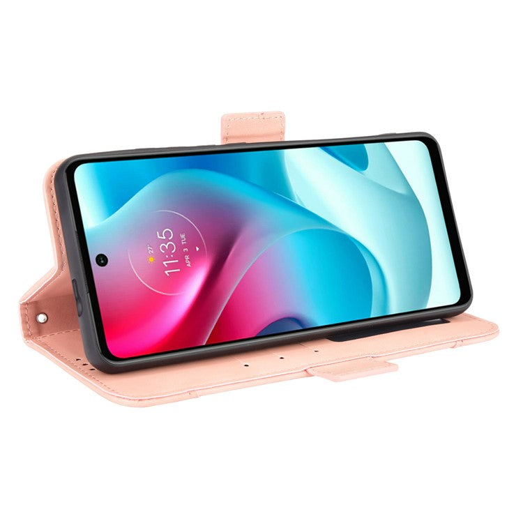 Anti-Drop Full Body Protection Multiple Card Slots PU Leather Phone Case Wallet Cover with Stand for Motorola Moto G60S - Pink