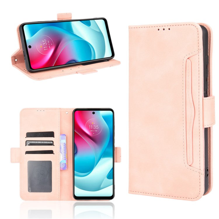 Anti-Drop Full Body Protection Multiple Card Slots PU Leather Phone Case Wallet Cover with Stand for Motorola Moto G60S - Pink