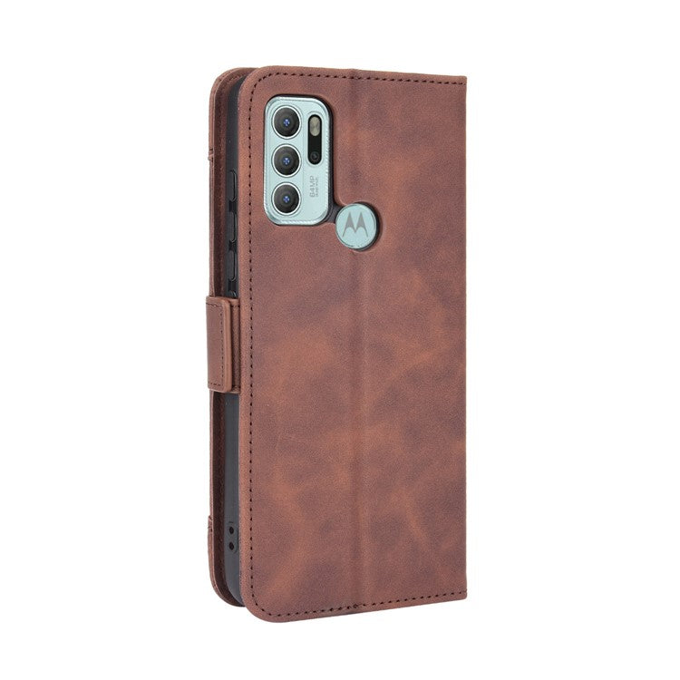 Anti-Drop Full Body Protection Multiple Card Slots PU Leather Phone Case Wallet Cover with Stand for Motorola Moto G60S - Brown