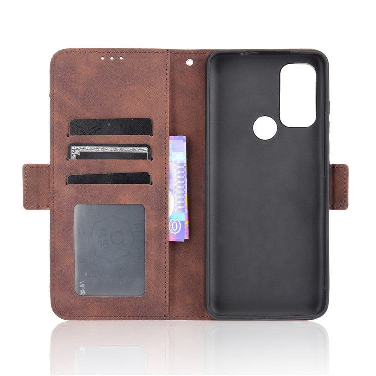 Anti-Drop Full Body Protection Multiple Card Slots PU Leather Phone Case Wallet Cover with Stand for Motorola Moto G60S - Brown