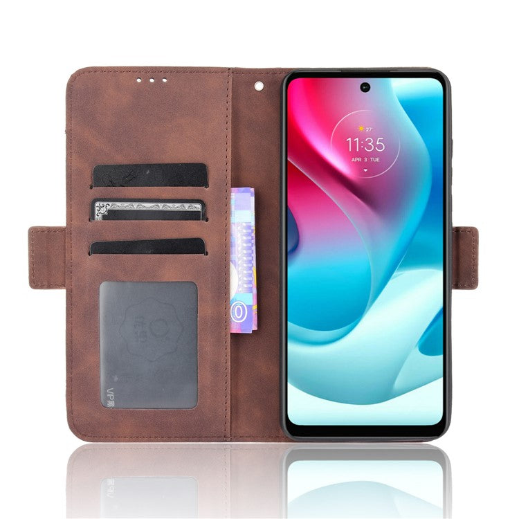 Anti-Drop Full Body Protection Multiple Card Slots PU Leather Phone Case Wallet Cover with Stand for Motorola Moto G60S - Brown