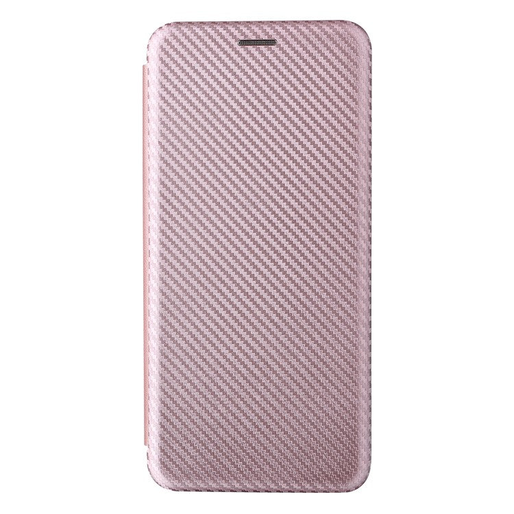 Auto-absorbed Carbon Fiber Texture Leather Stand Phone Shell Case for Motorola Moto G50 5G - Rose Gold