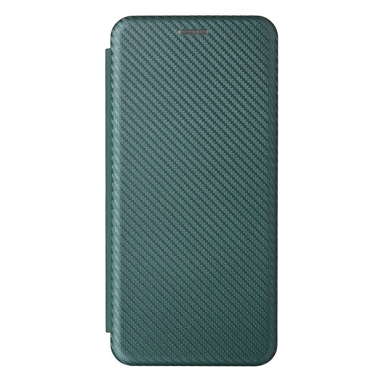 Auto-absorbed Carbon Fiber Texture Leather Stand Phone Shell Case for Motorola Moto G50 5G - Green