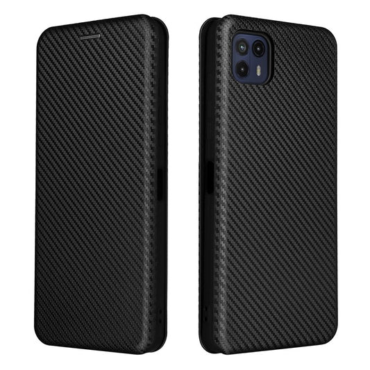 Auto-absorbed Carbon Fiber Texture Leather Stand Phone Shell Case for Motorola Moto G50 5G - Black