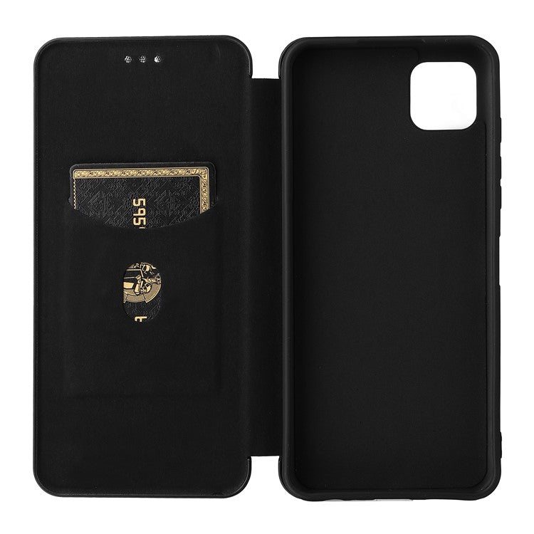 Auto-absorbed Carbon Fiber Texture Leather Stand Phone Shell Case for Motorola Moto G50 5G - Black