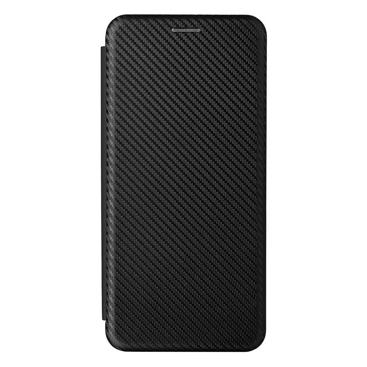 Auto-absorbed Carbon Fiber Texture Leather Stand Phone Shell Case for Motorola Moto G50 5G - Black