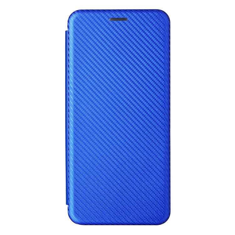 Auto-absorbed Carbon Fiber Texture Leather Stand Phone Shell Case for Motorola Moto G50 5G - Blue