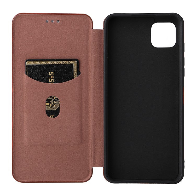 Auto-absorbed Carbon Fiber Texture Leather Stand Phone Shell Case for Motorola Moto G50 5G - Orange
