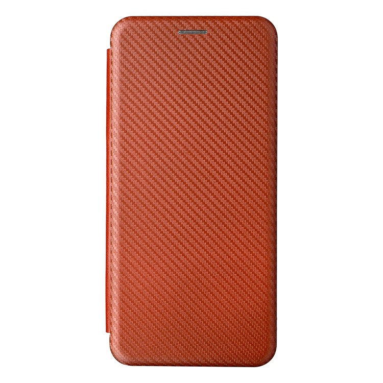 Auto-absorbed Carbon Fiber Texture Leather Stand Phone Shell Case for Motorola Moto G50 5G - Orange
