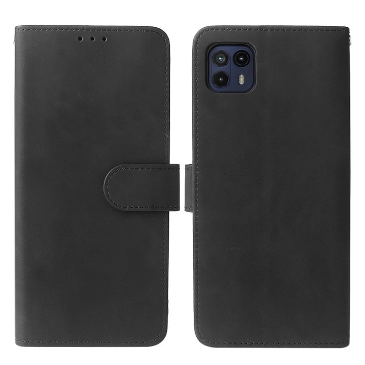 Skin-Touch Feeling PU Leather Wallet Phone Case Flip Stand Cover for Motorola Moto G50 5G - Black