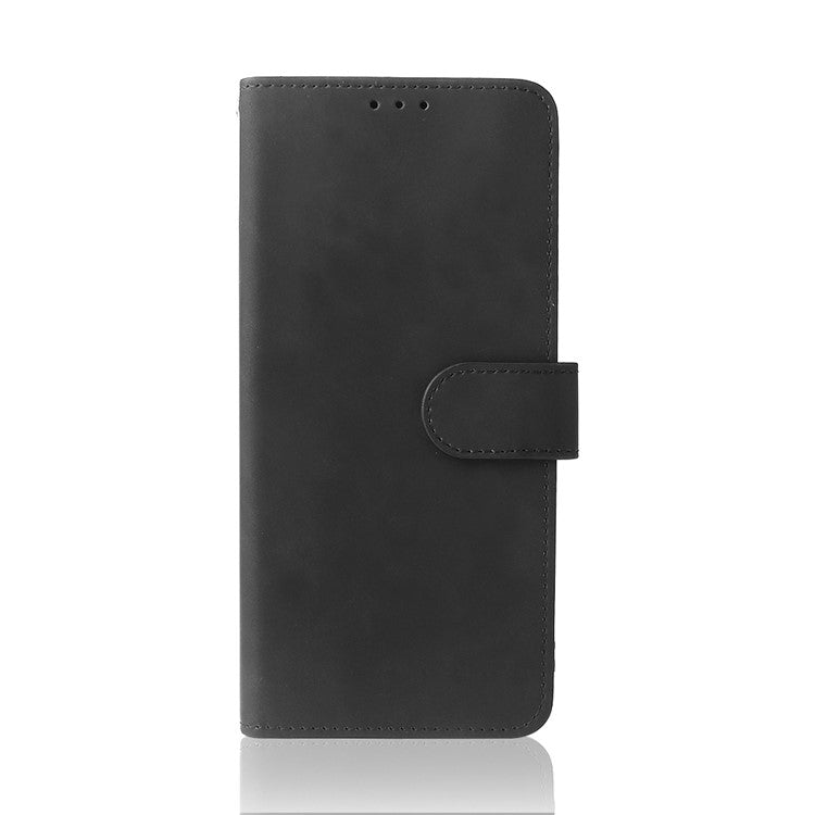 Skin-Touch Feeling PU Leather Wallet Phone Case Flip Stand Cover for Motorola Moto G50 5G - Black