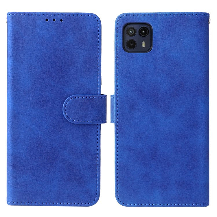 Skin-Touch Feeling PU Leather Wallet Phone Case Flip Stand Cover for Motorola Moto G50 5G - Blue
