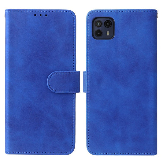 Skin-Touch Feeling PU Leather Wallet Phone Case Flip Stand Cover for Motorola Moto G50 5G - Blue