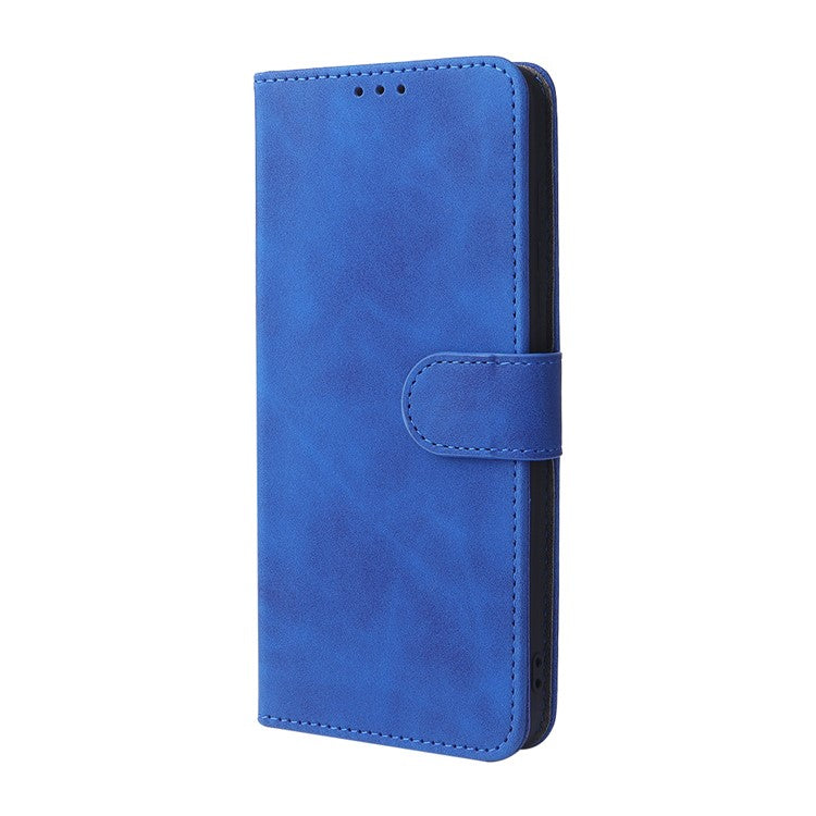 Skin-Touch Feeling PU Leather Wallet Phone Case Flip Stand Cover for Motorola Moto G50 5G - Blue