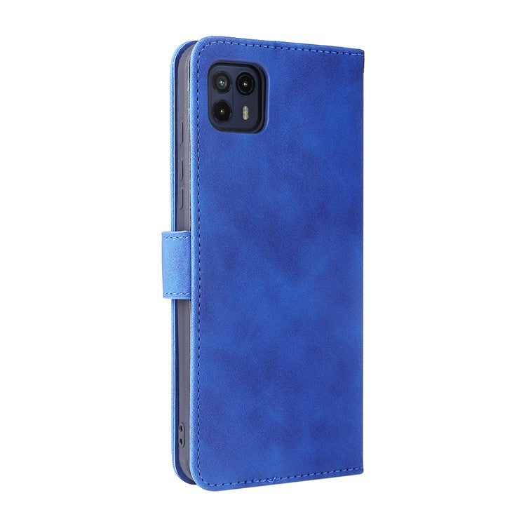 Skin-Touch Feeling PU Leather Wallet Phone Case Flip Stand Cover for Motorola Moto G50 5G - Blue