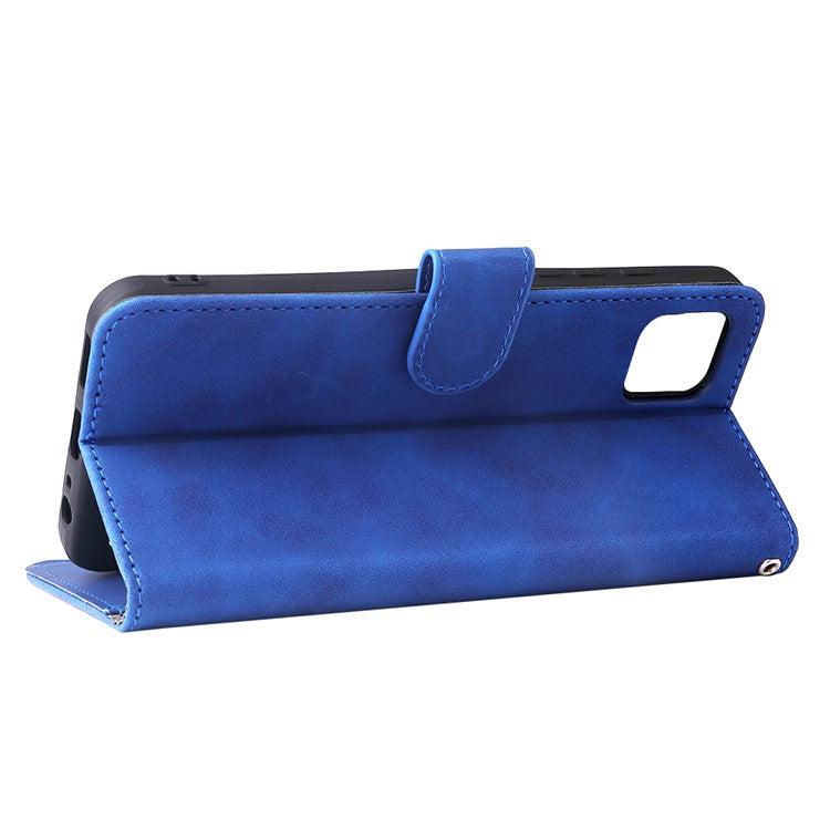 Skin-Touch Feeling PU Leather Wallet Phone Case Flip Stand Cover for Motorola Moto G50 5G - Blue