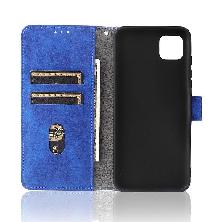 Skin-Touch Feeling PU Leather Wallet Phone Case Flip Stand Cover for Motorola Moto G50 5G - Blue