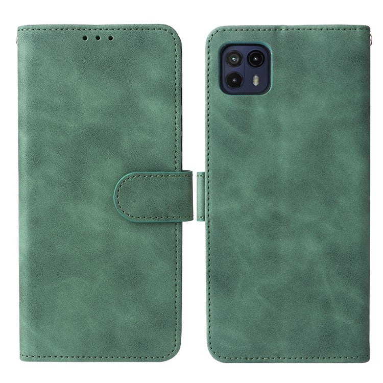 Skin-Touch Feeling PU Leather Wallet Phone Case Flip Stand Cover for Motorola Moto G50 5G - Green