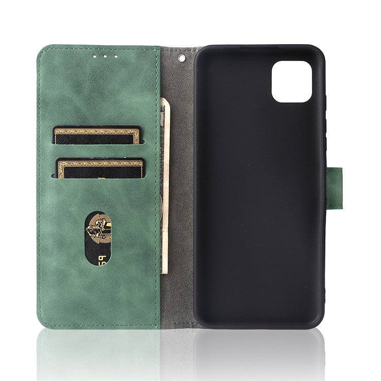 Skin-Touch Feeling PU Leather Wallet Phone Case Flip Stand Cover for Motorola Moto G50 5G - Green