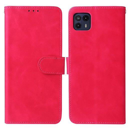 Skin-Touch Feeling PU Leather Wallet Phone Case Flip Stand Cover for Motorola Moto G50 5G - Red