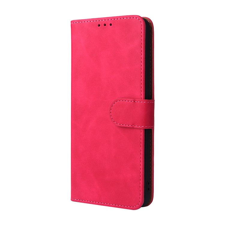 Skin-Touch Feeling PU Leather Wallet Phone Case Flip Stand Cover for Motorola Moto G50 5G - Red