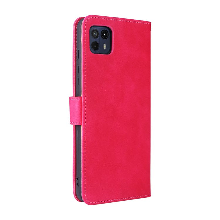 Skin-Touch Feeling PU Leather Wallet Phone Case Flip Stand Cover for Motorola Moto G50 5G - Red