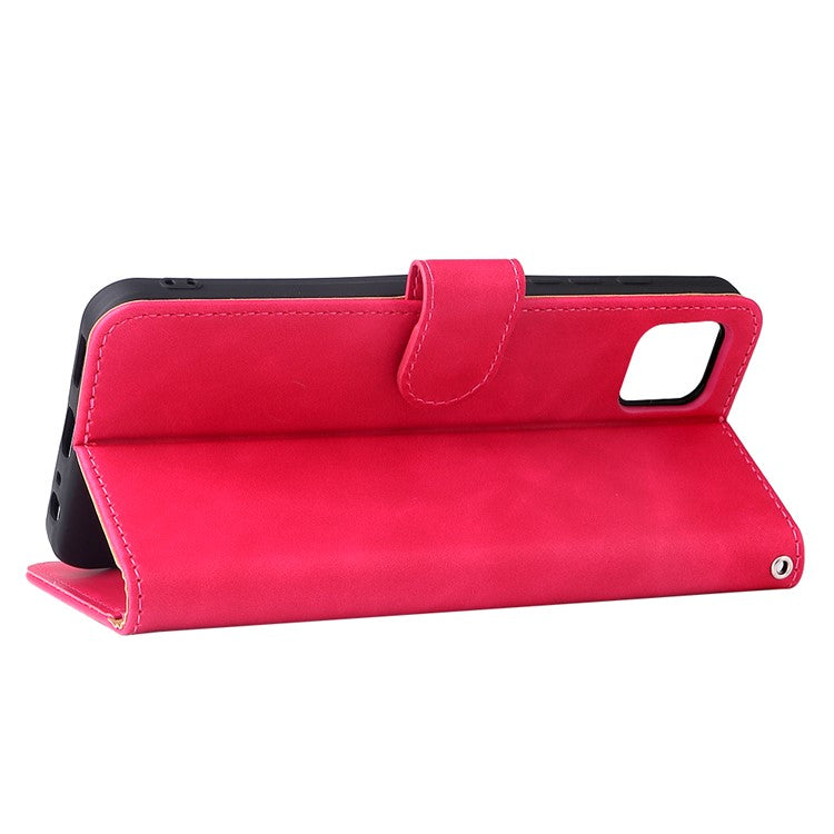 Skin-Touch Feeling PU Leather Wallet Phone Case Flip Stand Cover for Motorola Moto G50 5G - Red