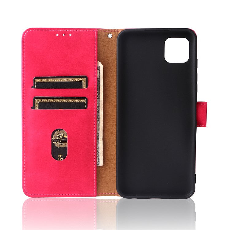 Skin-Touch Feeling PU Leather Wallet Phone Case Flip Stand Cover for Motorola Moto G50 5G - Red