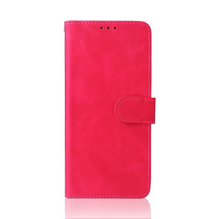 Skin-Touch Feeling PU Leather Wallet Phone Case Flip Stand Cover for Motorola Moto G50 5G - Red