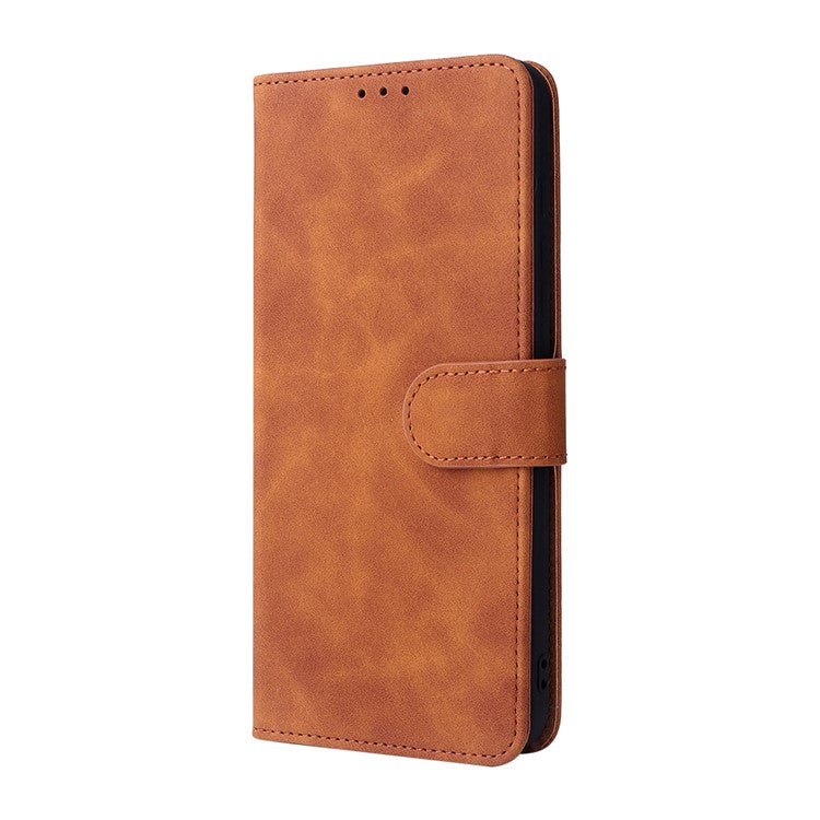 Skin-Touch Feeling PU Leather Wallet Phone Case Flip Stand Cover for Motorola Moto G50 5G - Brown