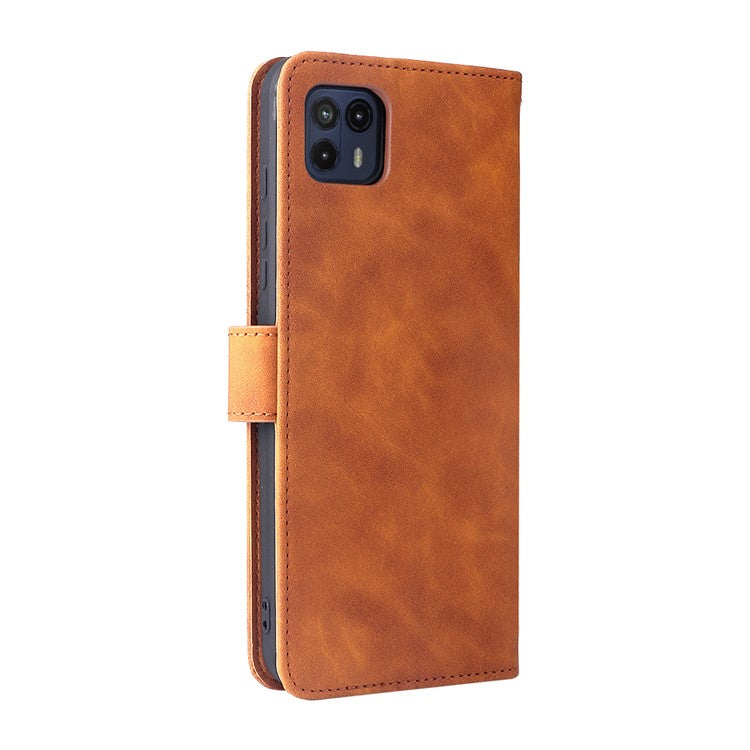 Skin-Touch Feeling PU Leather Wallet Phone Case Flip Stand Cover for Motorola Moto G50 5G - Brown