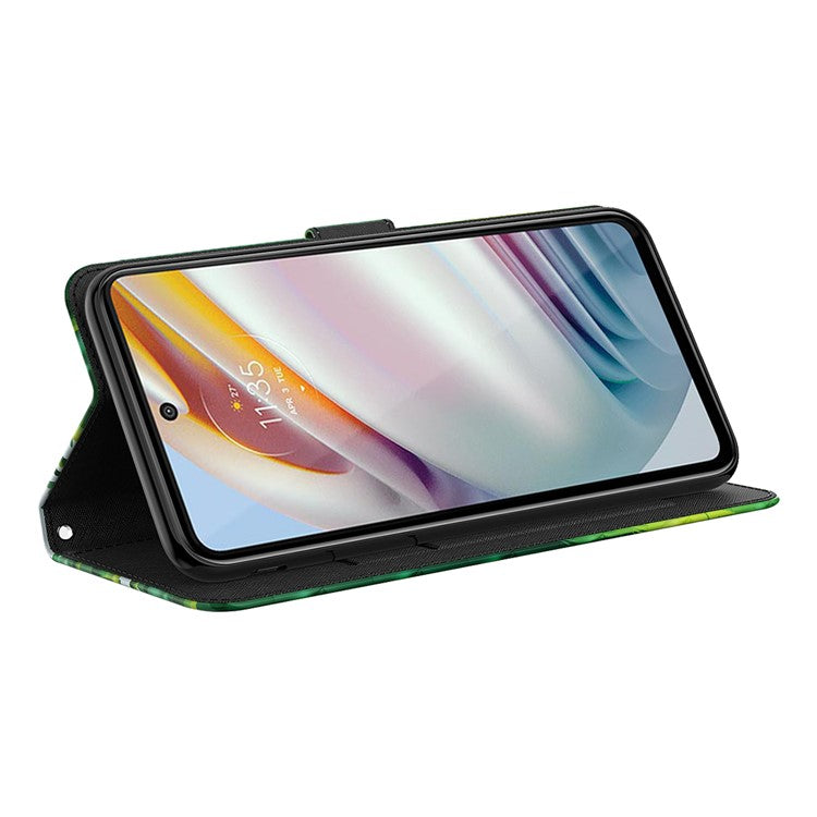 Shock Absorbing 3D Pattern Printing Leather Stand Case Wallet Cover with Strap for Motorola Moto G60 - Panda Climbing Bamboo