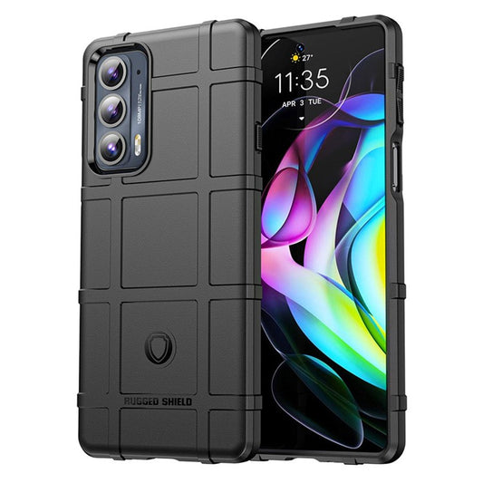Rugged Square Grid Design Anti-Drop Anti-Fingerprint Thicken TPU Mobile Phone Case Cover for Motorola Edge 20 - Black