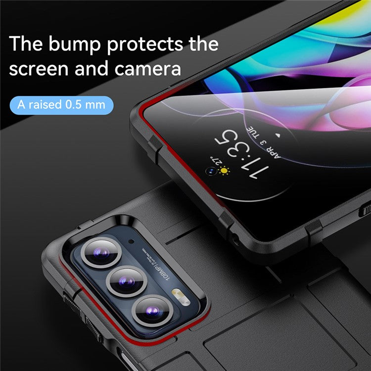 Rugged Square Grid Design Anti-Drop Anti-Fingerprint Thicken TPU Mobile Phone Case Cover for Motorola Edge 20 - Black