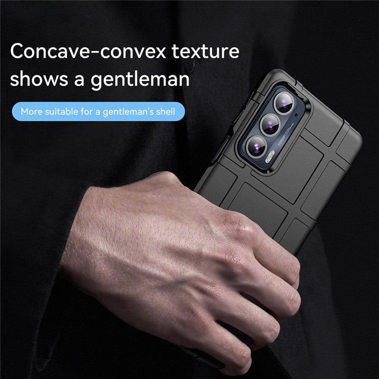 Rugged Square Grid Design Anti-Drop Anti-Fingerprint Thicken TPU Mobile Phone Case Cover for Motorola Edge 20 - Black