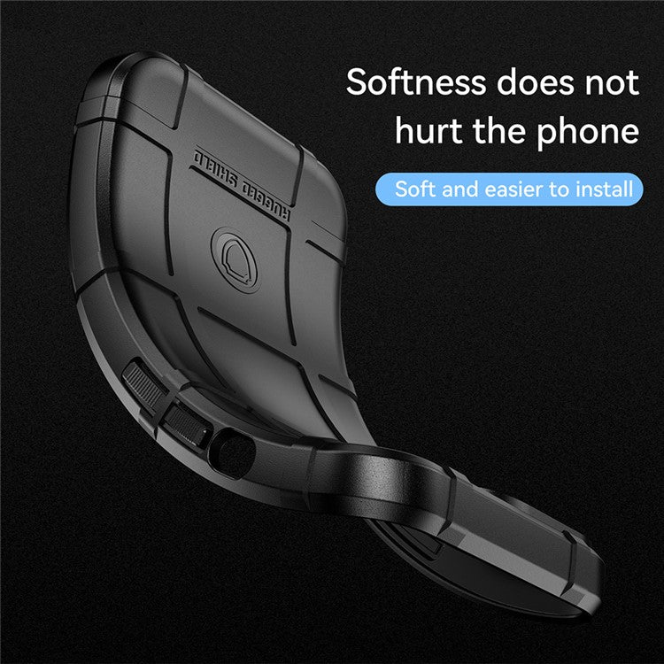 Rugged Square Grid Design Anti-Drop Anti-Fingerprint Thicken TPU Mobile Phone Case Cover for Motorola Edge 20 - Black