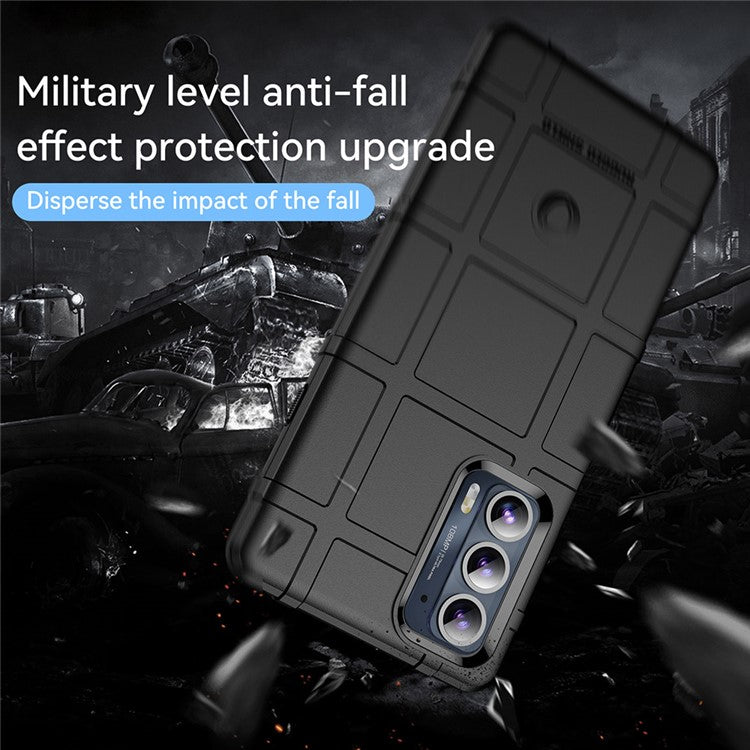 Rugged Square Grid Design Anti-Drop Anti-Fingerprint Thicken TPU Mobile Phone Case Cover for Motorola Edge 20 - Black