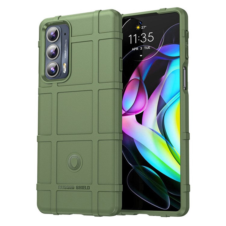 Rugged Square Grid Design Anti-Drop Anti-Fingerprint Thicken TPU Mobile Phone Case Cover for Motorola Edge 20 - Green