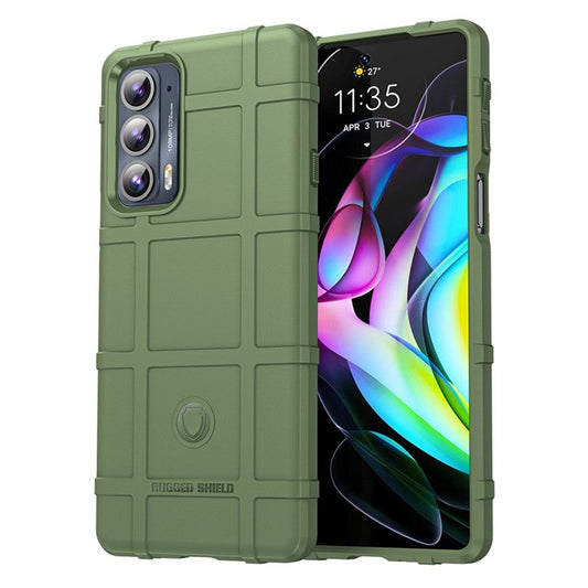 Rugged Square Grid Design Anti-Drop Anti-Fingerprint Thicken TPU Mobile Phone Case Cover for Motorola Edge 20 - Green