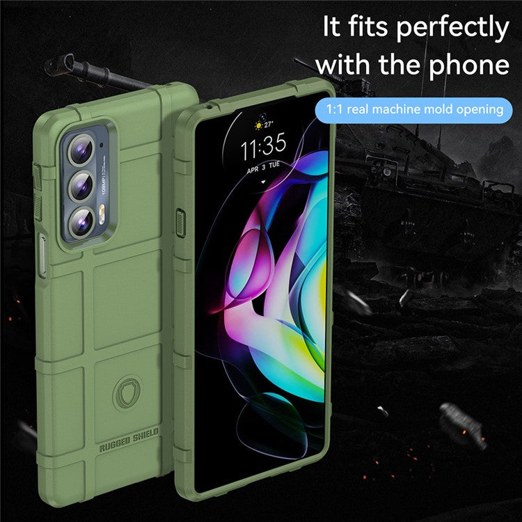 Rugged Square Grid Design Anti-Drop Anti-Fingerprint Thicken TPU Mobile Phone Case Cover for Motorola Edge 20 - Green