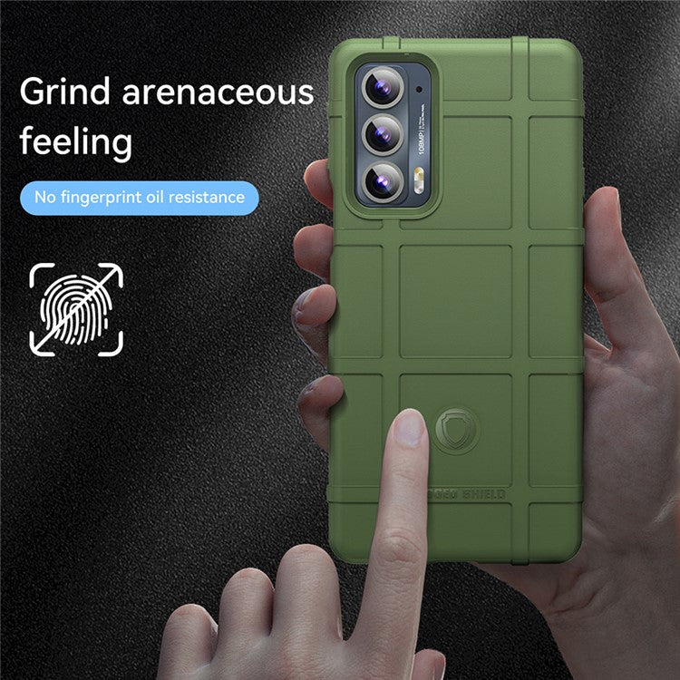 Rugged Square Grid Design Anti-Drop Anti-Fingerprint Thicken TPU Mobile Phone Case Cover for Motorola Edge 20 - Green